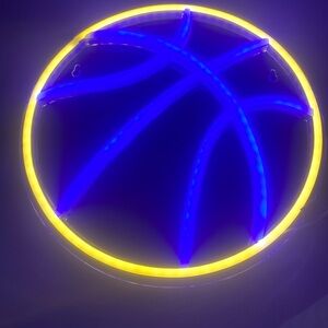 Blue and Yellow Basketball Neon Sign